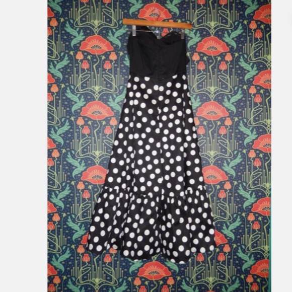 Hutch Anthropologie Black White Polka Dot Bow Midi Cocktail Dress Nwt 0 - Picture 6 of 6